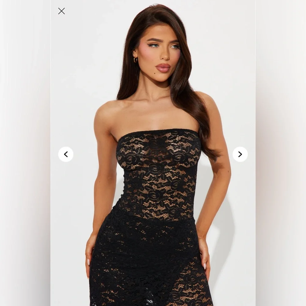 Black Lace Strapless dress - Picture 2 of 4